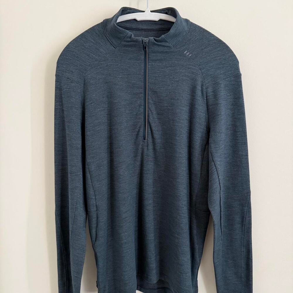 men’s dark green LULULEMON surge warm quarter-zip running top [M]